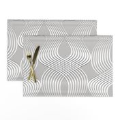 Art Deco Swirl White on Silver