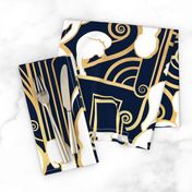 Large jumbo scale // Deco Gatsby Panthers // navy and gold