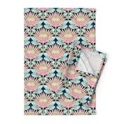 Pink King Protea Art Deco (navy) N1