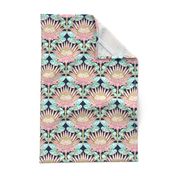 Pink King Protea Art Deco (navy) N1