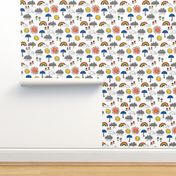 weather // rainbow clouds sunshine happy nursery kids fabric white blue