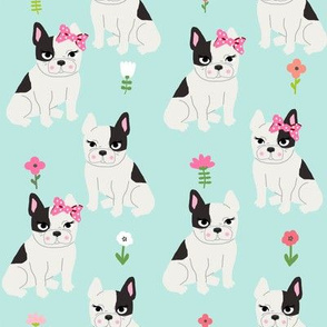 frenchie quilt french bulldog mint cheater quilt  coordinates fabric nursery