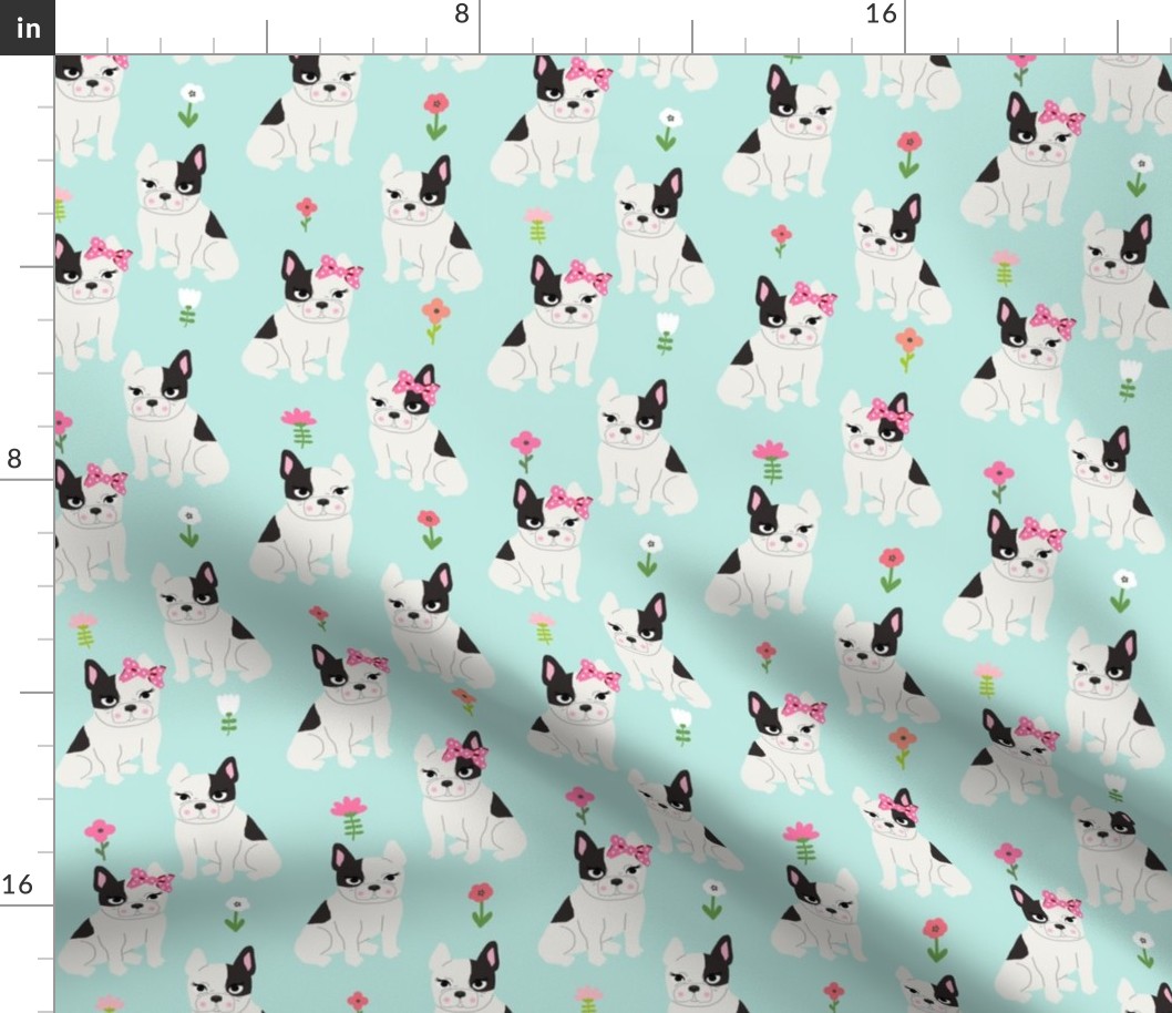 frenchie quilt french bulldog mint cheater quilt  coordinates fabric nursery