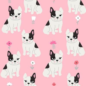 frenchie quilt french bulldog pink and grey cheater quilt coordinates fabric nursery