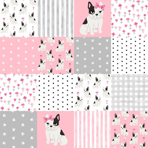 frenchie quilt french bulldog pink and grey cheater quilt fabric nursery
