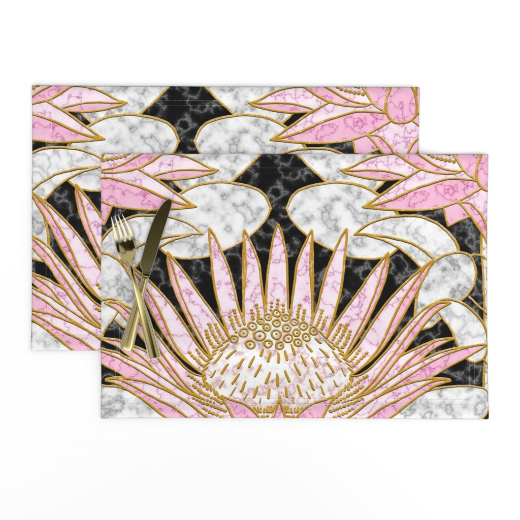 Blush King Protea Art Deco (black) large 