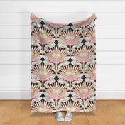 Blush King Protea Art Deco (black) large 