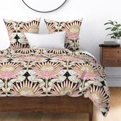 Blush King Protea Art Deco (black) large 