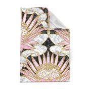 Blush King Protea Art Deco (black) large 