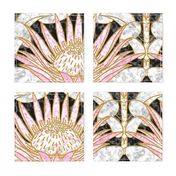 Blush King Protea Art Deco (black) large 