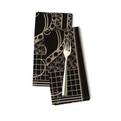 Art Deco Peacock Panels black and gold