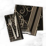 Art Deco Peacock Panels black and gold