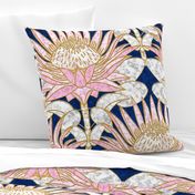 Blush King Protea Art Deco (midnight)