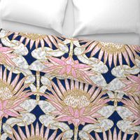 Blush King Protea Art Deco (midnight)