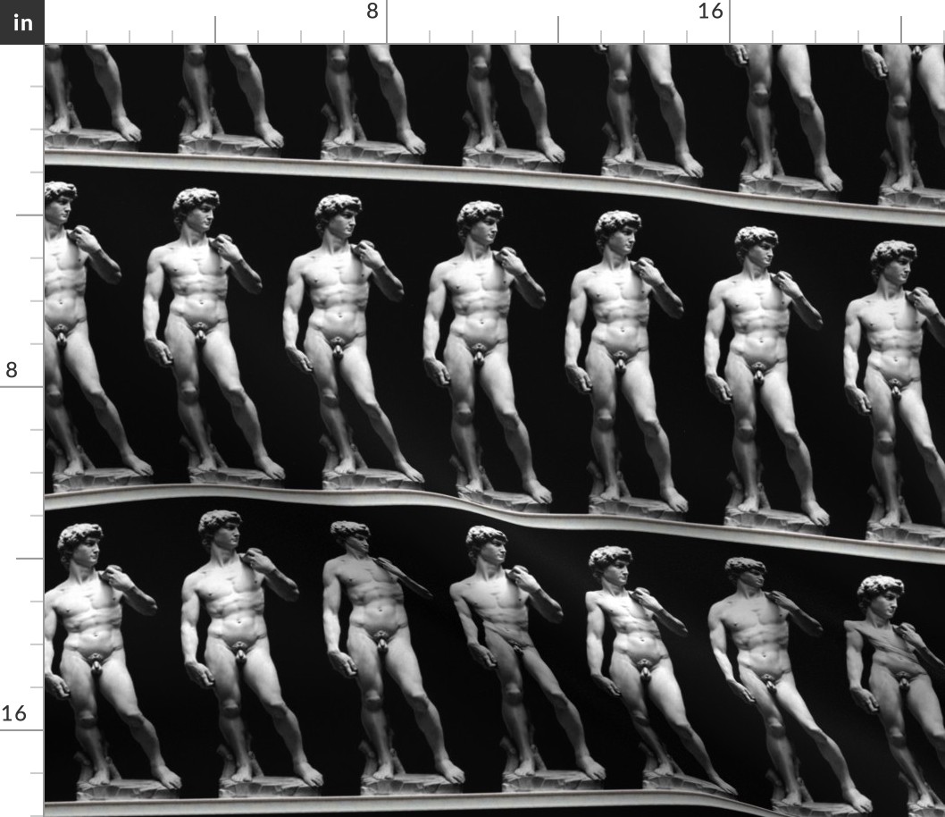 2 uncensored Michelangelo David statue Renaissance baroque rococo marble Italy Italian man human black white monochrome standing nude naked nudity genitalia penis scrotum  