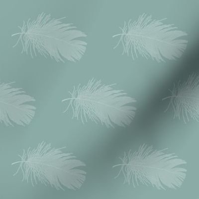 pale aqua feather on greyed aqua