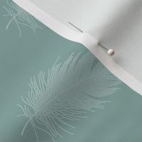 pale aqua feather on greyed aqua