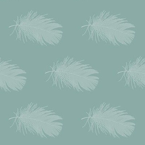 pale aqua feather on greyed aqua