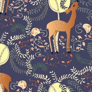 art deco deer blue