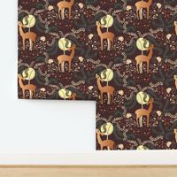 art deco deer dark red