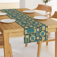 Art Deco Panels and Chairs - Teal