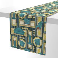 Art Deco Panels and Chairs - Teal