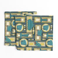 Art Deco Panels and Chairs - Teal