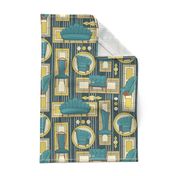 Art Deco Panels and Chairs - Teal