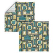 Art Deco Panels and Chairs - Teal