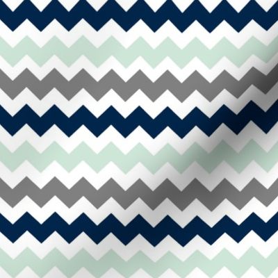 Navy/Grey/Mint Chevron