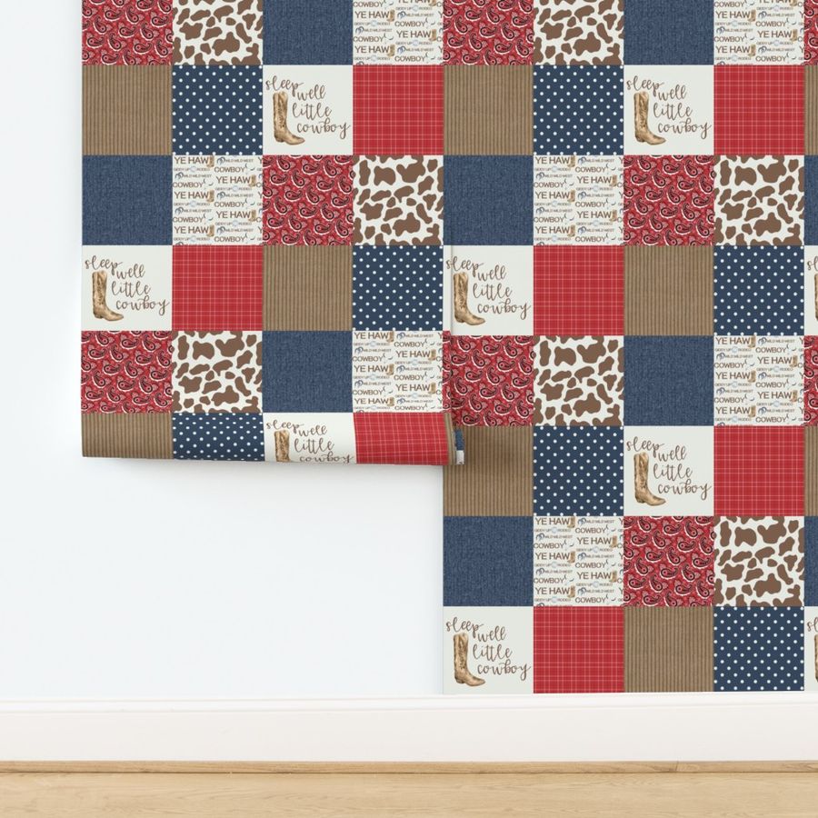 Western/Sleep Well Little Cowboy - Wholecloth Cheater Quilt 