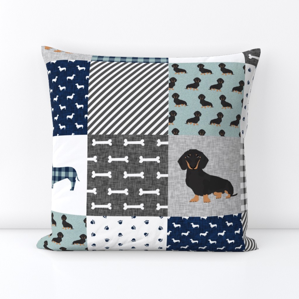 dachshund pet quilt b dog breed silhouette cheater quilt black and tan