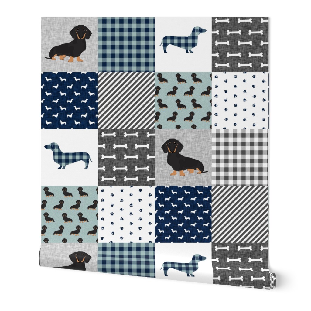 dachshund pet quilt b dog breed silhouette cheater quilt black and tan