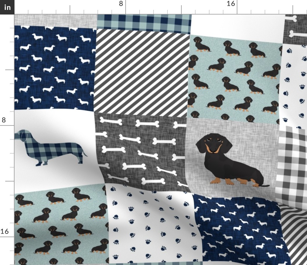 dachshund pet quilt b dog breed silhouette cheater quilt black and tan
