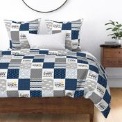 You are my Sunshine - Wholecloth Cheater quilt - Navy