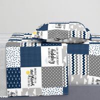 You are my Sunshine - Wholecloth Cheater quilt - Navy