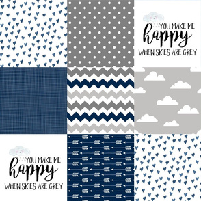 You are my Sunshine - Wholecloth Cheater quilt - Navy