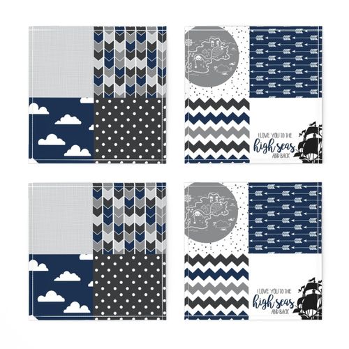 Pirate -  Wholecloth Cheater Quilt - Navy/Grey