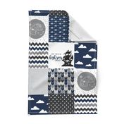 Pirate -  Wholecloth Cheater Quilt - Navy/Grey