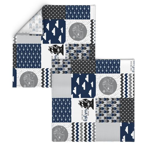 Pirate  - Wholecloth Cheater Quilt Grey/Navy - Rotated