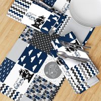 Pirate  - Wholecloth Cheater Quilt Grey/Navy - Rotated