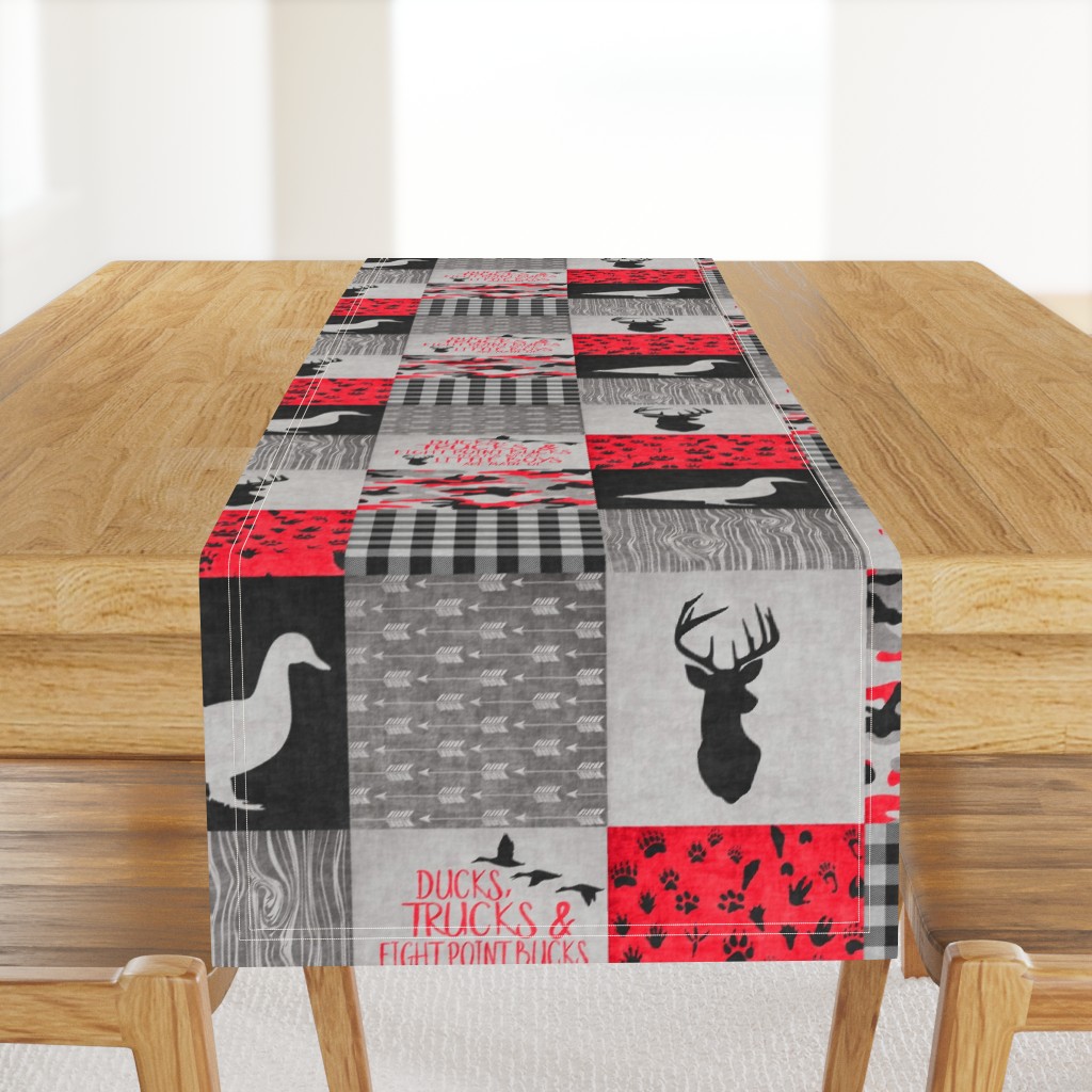 Ducks & Trucks - Wholecloth Cheater Quilt - Red/Black