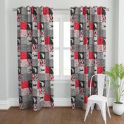 Ducks & Trucks - Wholecloth Cheater Quilt - Red/Black - Rotated