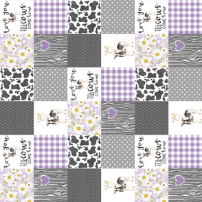 3 Inch Purple Farm//Love you till the cows come home - wholecloth cheater quilt - rotated