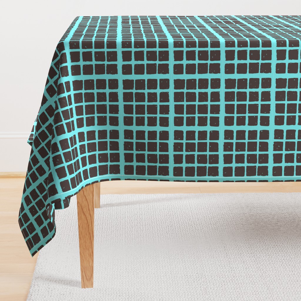 small block fabric blockprint teal-brown