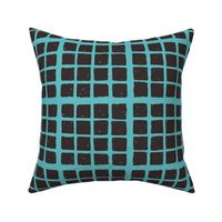 small block fabric blockprint teal-brown