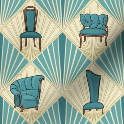 Art Deco Chairs - Small - Turquoise