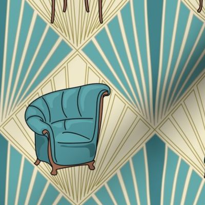 Art Deco Chairs - Large - Turquoise