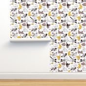 Small scale // Origami kitten friends // white background with sunglow yellow paper cats