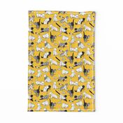 Small scale // Origami kitten friends // sunglow yellow background paper cats